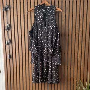 Boston proper brown Star Print Women's cold shoulder Dress 8